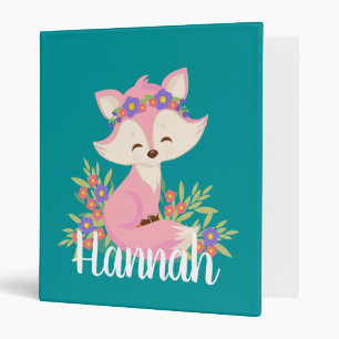 Sweet Pink Fox Personalized Binder