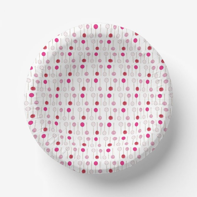 Sweet Pink Frosted Cake Pops Bakery Birthday Party Paper Plate (Front)