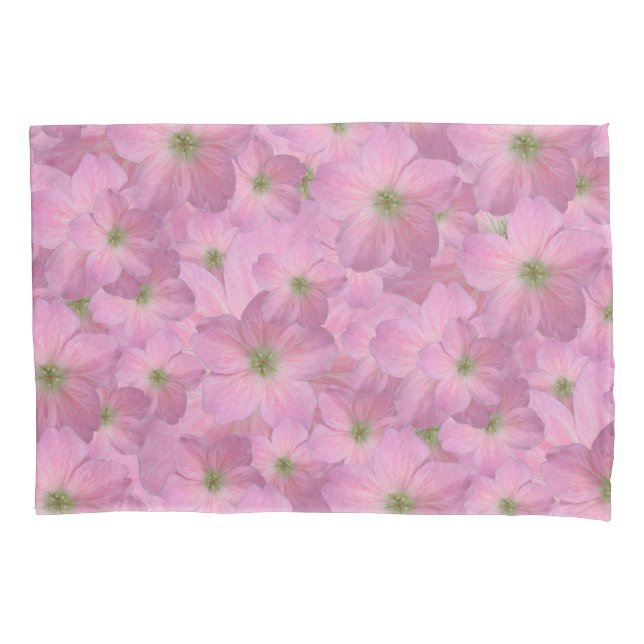 Sweet Pink Garden Flowers Pattern Pillowcase (Front)