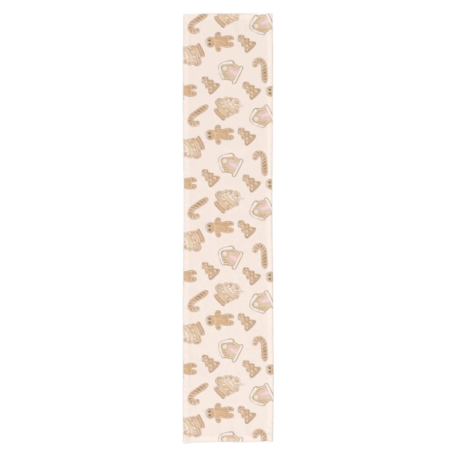 Sweet Pink Gingerbread Christmas pattern Short Tab Short Table Runner (Front)