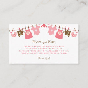 Sweet Pink Girl Baby Shower Books for Baby Enclosure Card