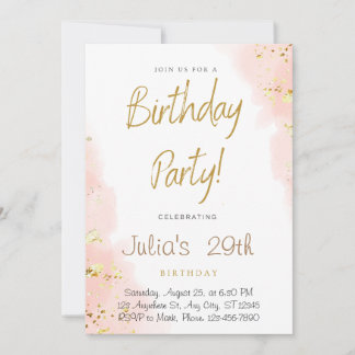 Sweet Pink Gold Birthday Party Invitation