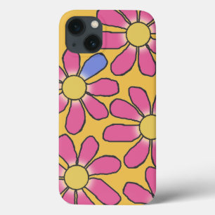 Sweet Pink Graphical Flowers on any Colour iPhone 13 Case