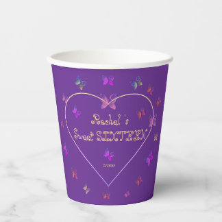 sweet Pink Heart Butterflies Sweet 16 Birthday Paper Cups