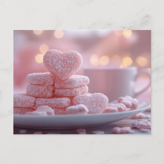 sweet pink heart cookies Valentine's Day Postcard (Front)