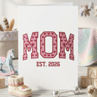 Sweet Pink Heart Mom Est Year Varsity Lettering