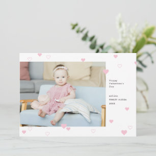Sweet Pink Hearts Happy Valentine's Day Photo Holiday Card