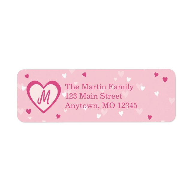 Sweet Pink Hearts Valentine Return Address (Front)