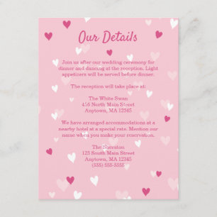 Sweet Pink Hearts Valentine Wedding Enclosure Card