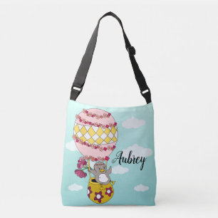 Sweet Pink Illustrated Boho Flower Princess Crossbody Bag