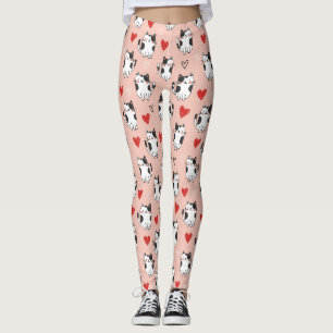 Sweet Pink Kawaii Cats & Hearts Pattern (3) Leggings