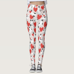 Sweet Pink Kawaii Cats & Hearts Pattern (7) Leggings