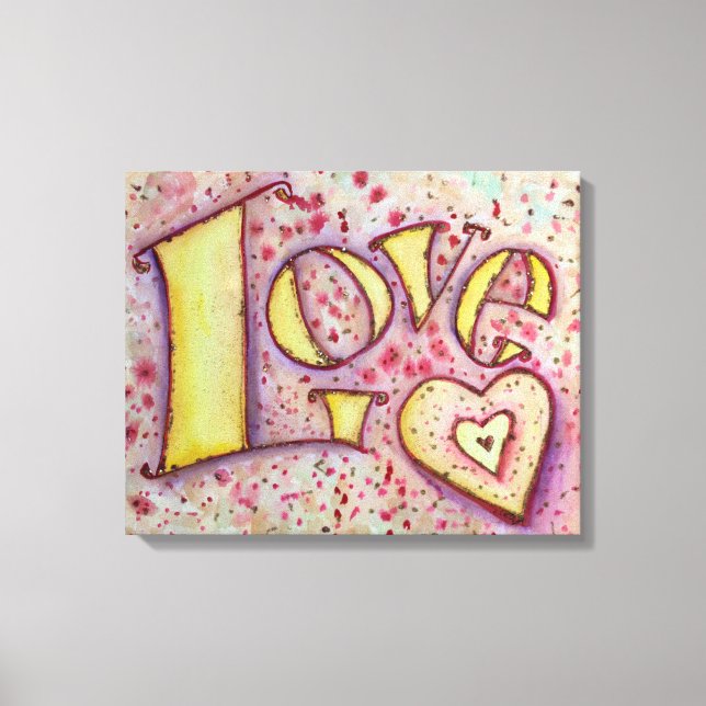 Sweet Pink Love Word Artwork Canvas Painting (Front)
