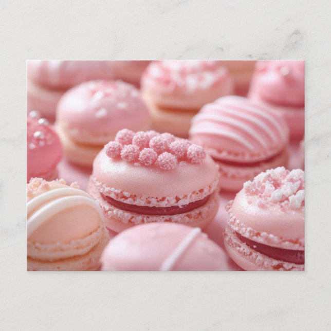 Sweet pink Macarones Valentine's Day Postcard (Front)
