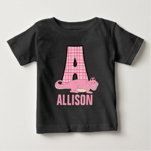 Sweet Pink Monogram A for Girls Baby T-Shirt