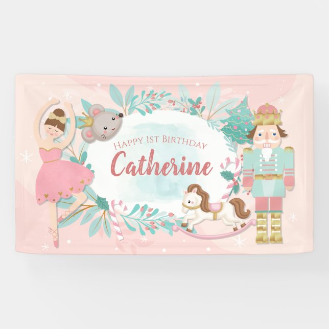 Sweet Pink Nutcracker Ballerina Signs & Banners (Horizontal)