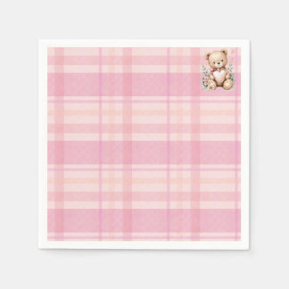 Sweet pink plaid baby shower napkin