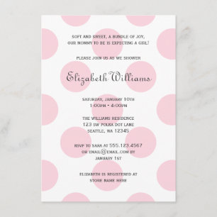 Sweet Pink Polka Dots Baby Girl Shower Invitation