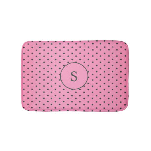 Sweet Pink Polka Dots Monogrammed Bath Mat