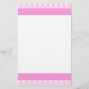 Sweet Pink Ribbon Breast Cancer Unlined Stationery