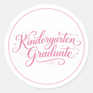 Sweet Pink Script Kindergarten Graduate Classic Round Sticker