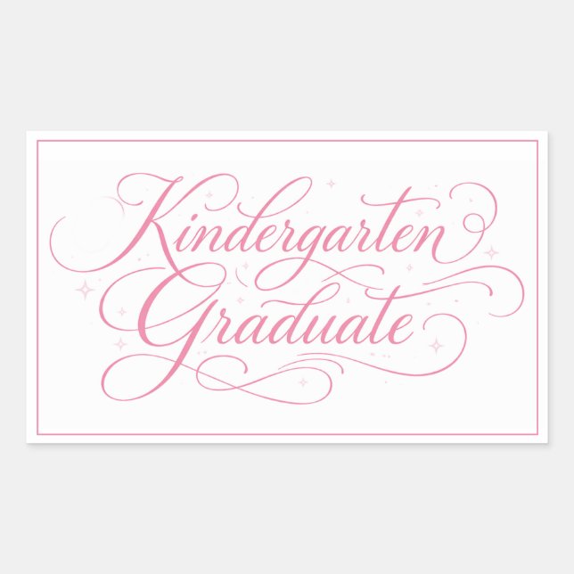 Sweet Pink Script Kindergarten Graduate Sticker (Front)