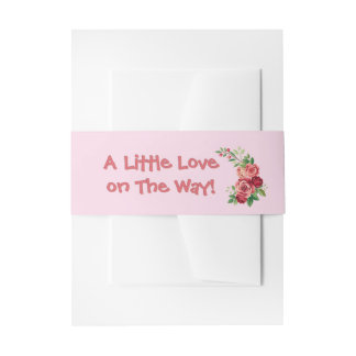 Sweet Pink Teddy Bear Baby Shower Invitation Belly Band