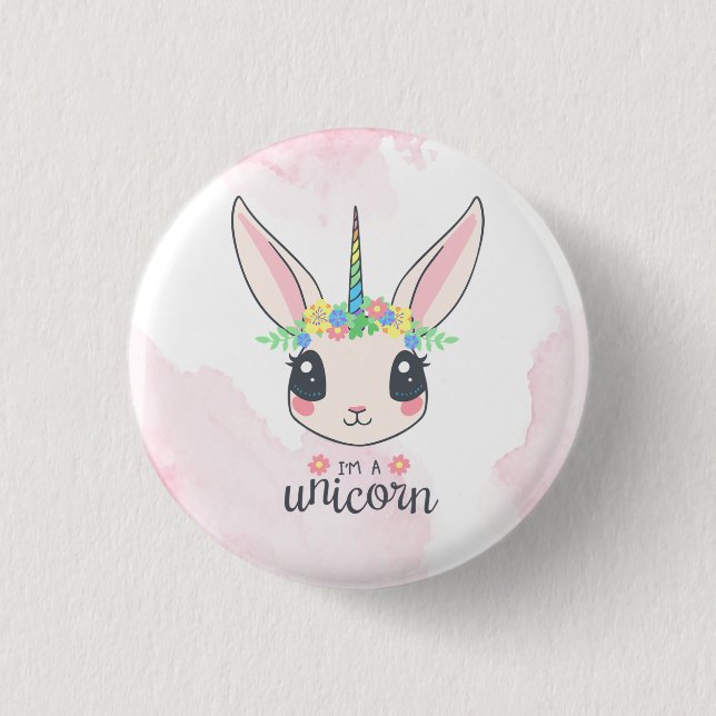 Sweet Pink Unicorn  1 Inch Round Button (Front)