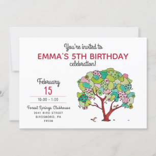 Sweet Pink Valentine Hearts Tree Girl's Birthday I Invitation