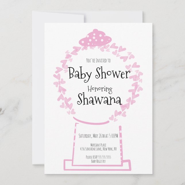 Sweet Pink Valentines Day Baby Shower Invitation (Front)