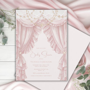 Sweet Pink Vintage Elegant Baby Shower Invitation