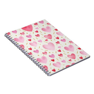 Sweet Pink Watercolor Hearts Notebook