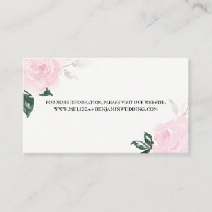 Sweet Pink Watercolor Roses Wedding Information Enclosure Card