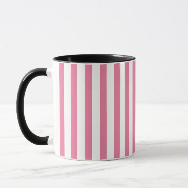 Sweet Pink & White Stripe Design 2 Tones Colour Mu Mug (Left)