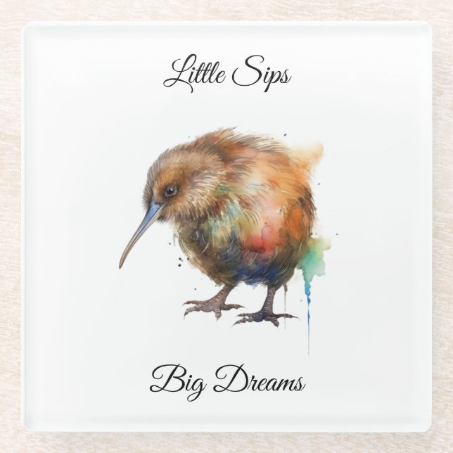 Sweet Pipi Kiwi, custom Glass Coaster (Front)