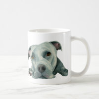 Sweet Pit Bull Dog Watercolor Illustration