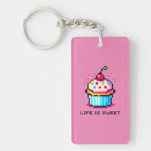 Sweet Pixel Treat - Cupcake Delight Keychain