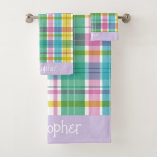 Sweet Plaid Pastel  Bath Towel Set