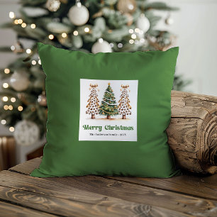 Sweet Playful christmas trees Pillow Custom Name