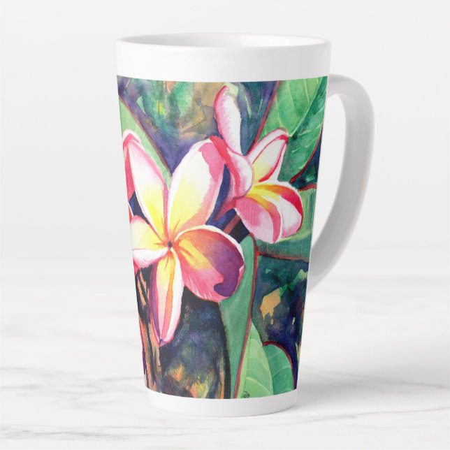 Sweet Plumeria Latte Mug (Right Angle)