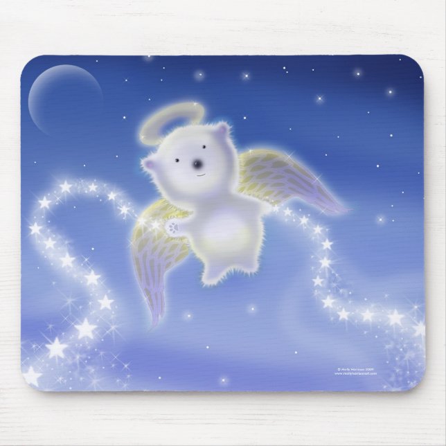 Sweet Polar Bear Angel Cub Mousepad (Front)