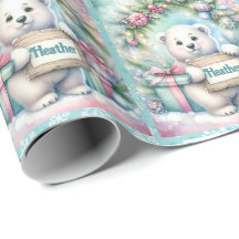 Sweet Polar Bear Personalize Name Christmas Roll 