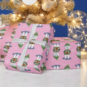 Sweet Polar Bear With Gifts Pink Wrapping Paper