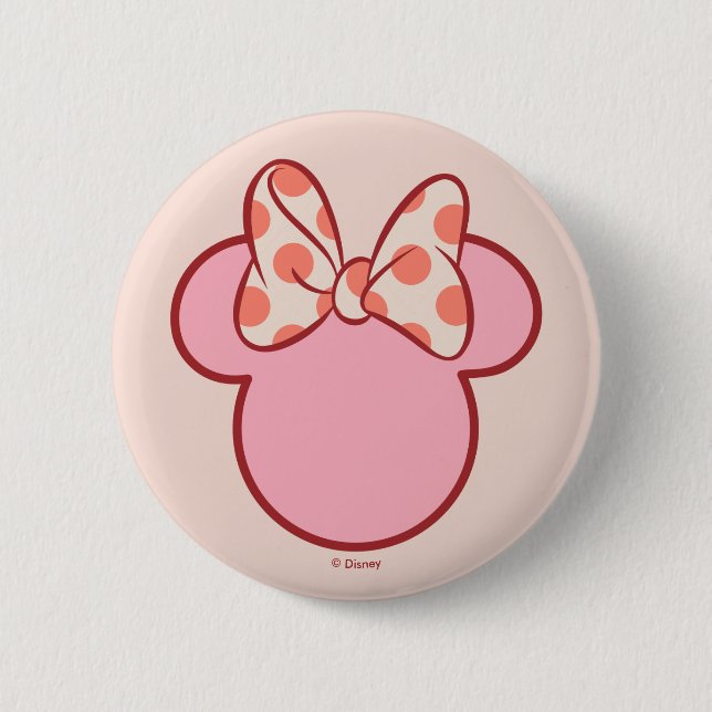 Sweet Polka Dot Bow Mouse Silhouette 2 Inch Round Button (Front)