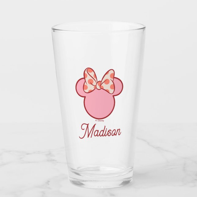 Sweet Polka Dot Bow Mouse Silhouette Glass (Front)