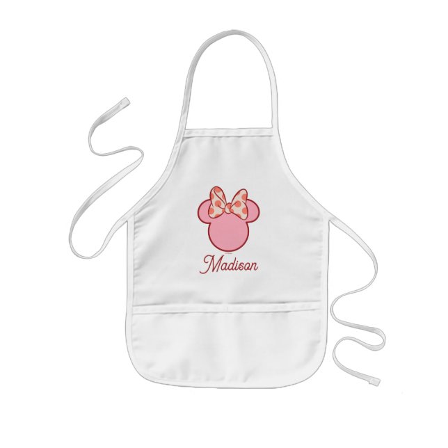 Sweet Polka Dot Bow Mouse Silhouette Kids Apron (Front)