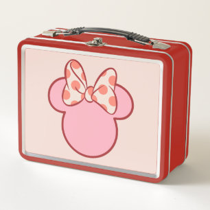 Sweet Polka Dot Bow Mouse Silhouette Metal Lunch Box