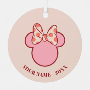 Sweet Polka Dot Bow Mouse Silhouette Metal Ornament