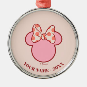 Sweet Polka Dot Bow Mouse Silhouette Metal Ornament