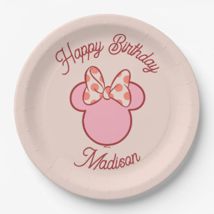 Sweet Polka Dot Bow Mouse Silhouette Paper Plate